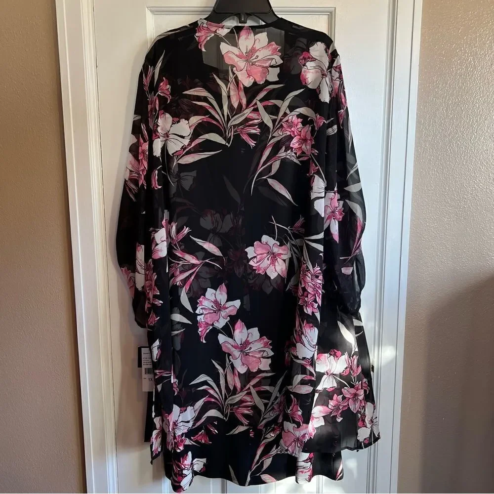Sandra Darren Black and Pink Floral Dress